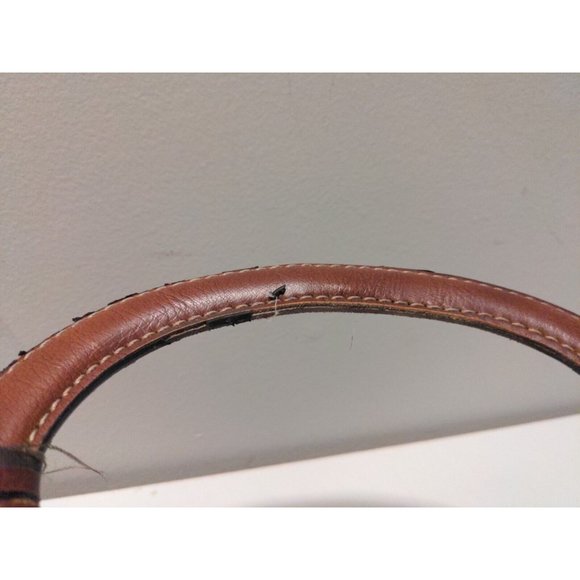 Fossil Woven Straw & Leather Tote Purse #76082 Tan & Brown - Picture 8 of 9